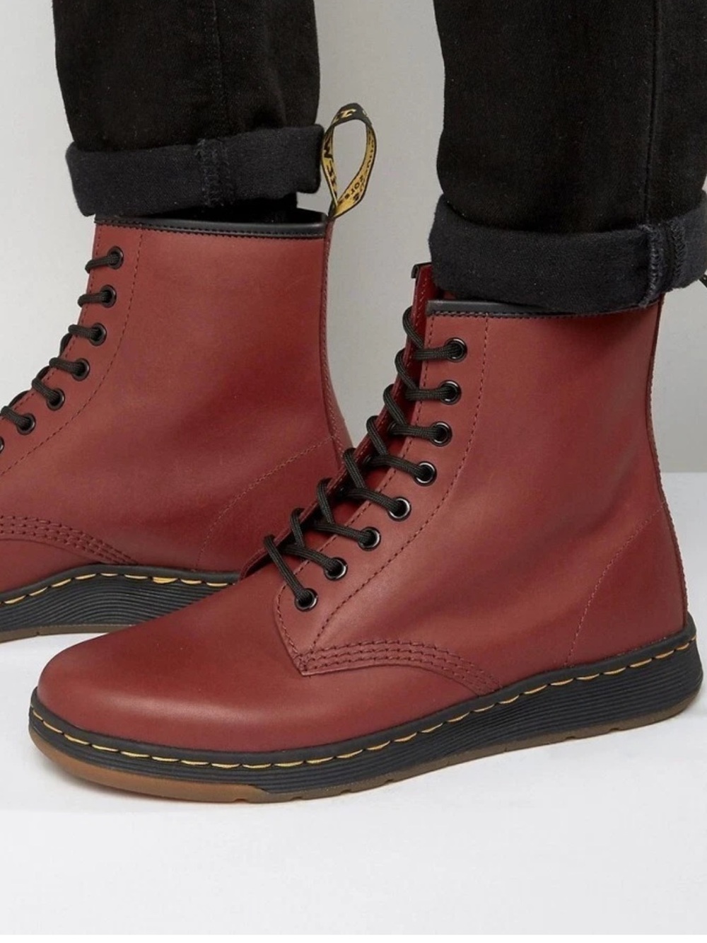 Doc Martins Red Leather Lace-Up Boots